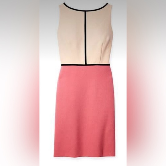 Loft Color Block Cream and Pink Sheath Dress - Picture 1 of 9